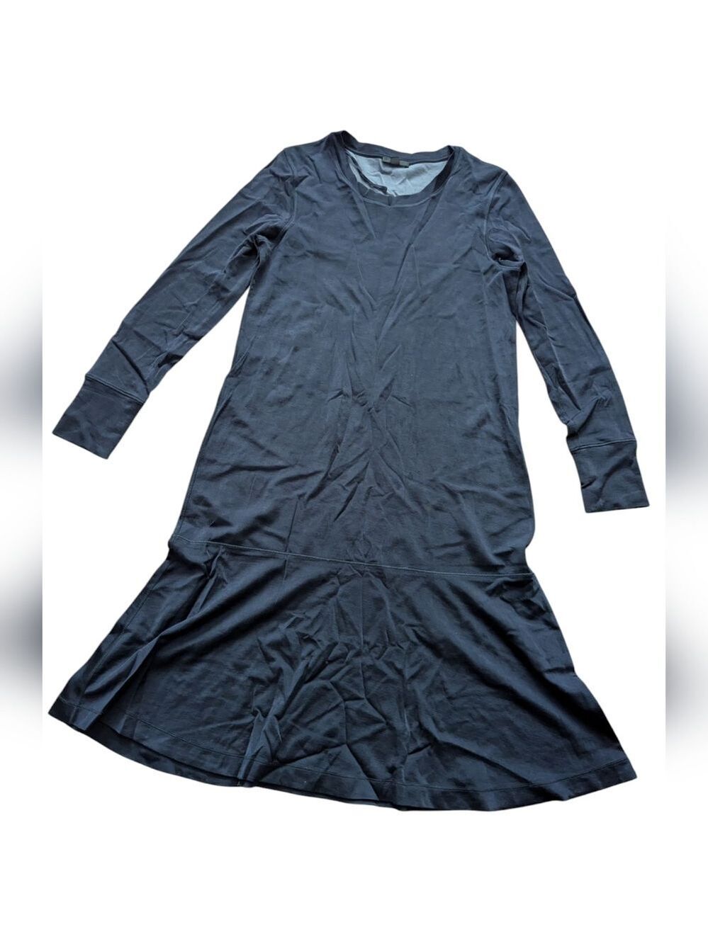 COS Navy Long Sleeve Crew Neck Dress